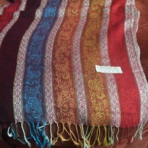 Pashmina Red and Blue Paisley Scarf